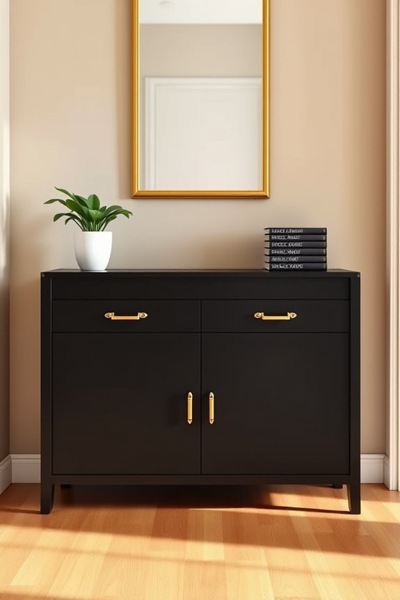 sleek console gold accents