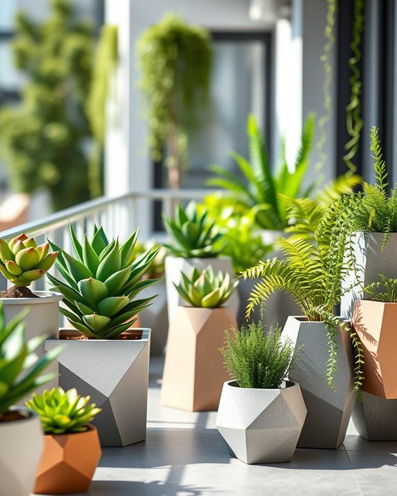 sleek contemporary geometric pots