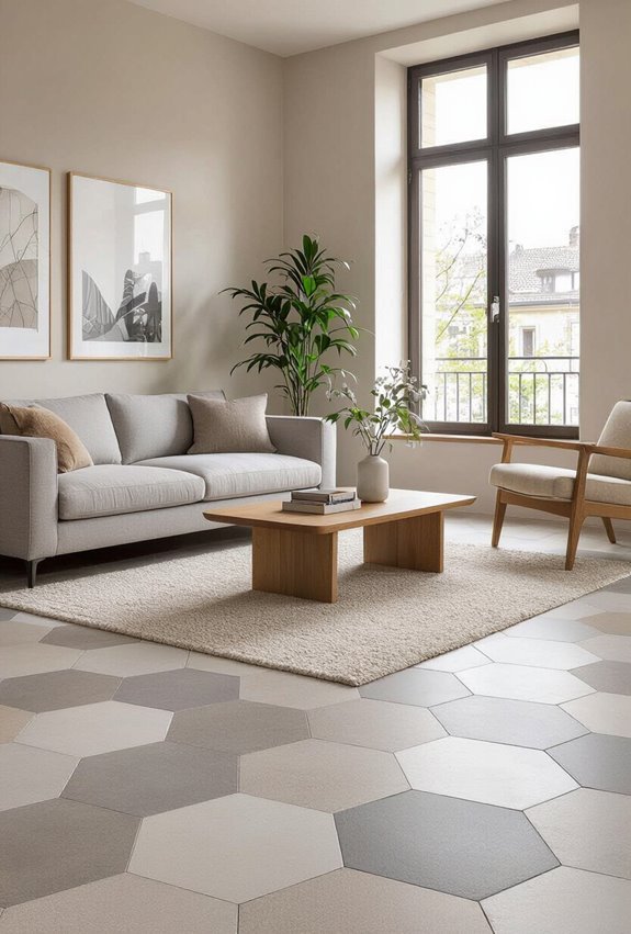 sleek contemporary hexagon terrazzo tiles