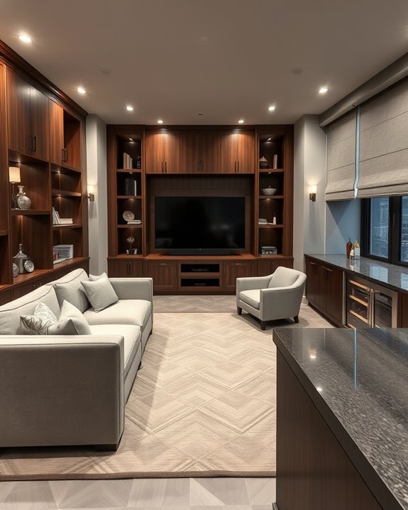 sleek custom built in storage