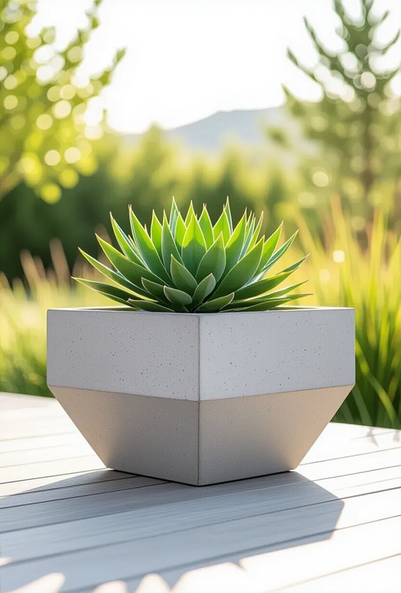 sleek durable minimalist concrete planters