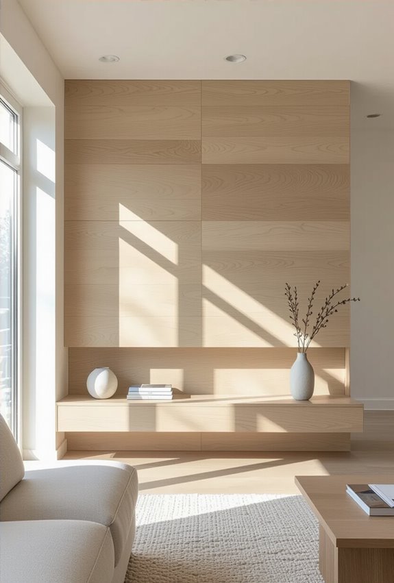 sleek floating panels with lighting