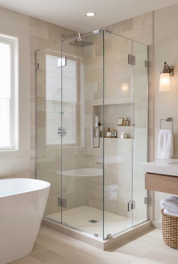 sleek frameless glass shower