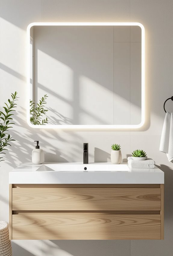sleek frameless led bathroom mirror