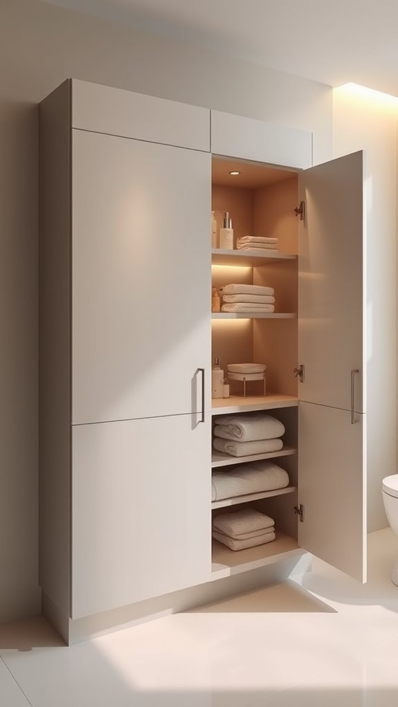 sleek functional bathroom storage