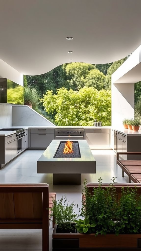 sleek functional outdoor kitchen