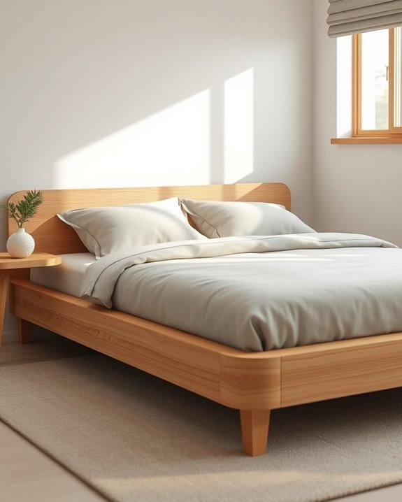 sleek functional wooden bed