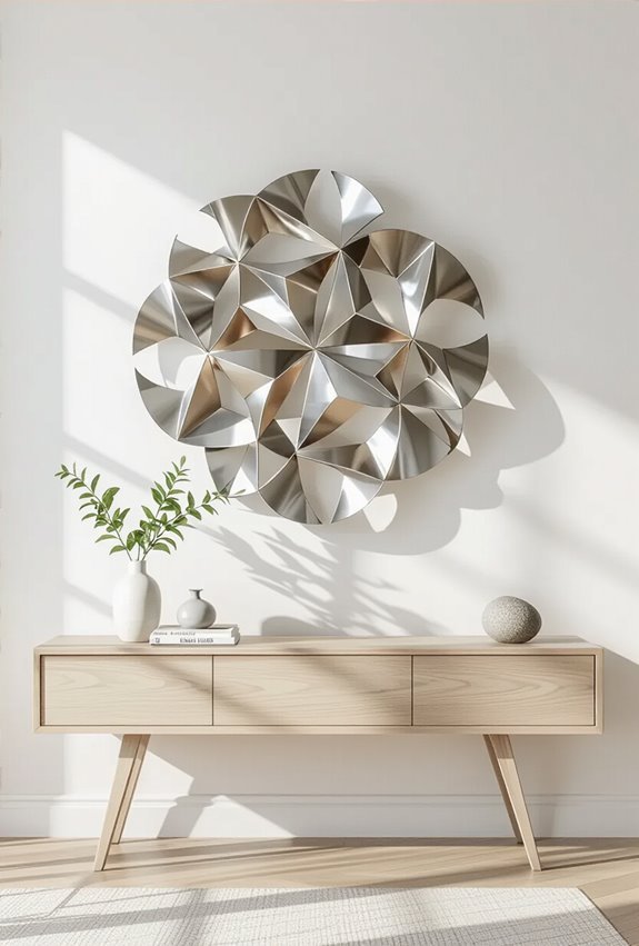sleek geometric industrial metal sculptures