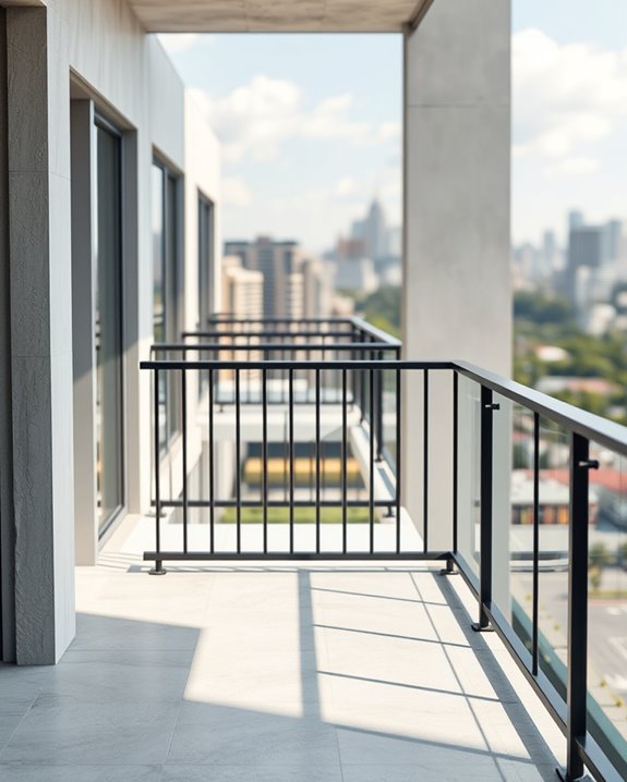 sleek horizontal bar railings