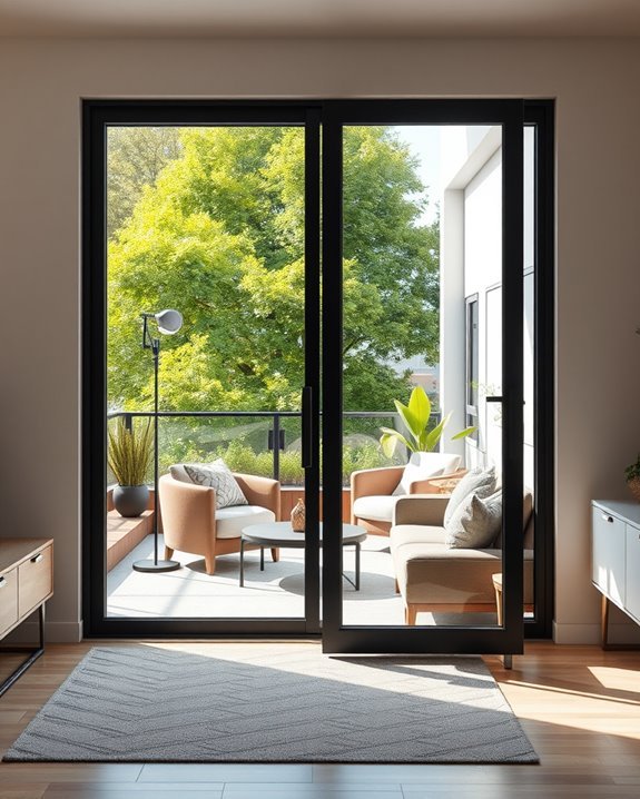 sleek industrial balcony doors
