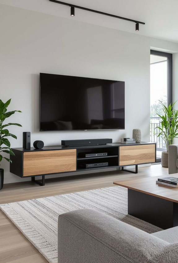 sleek integrated tech entertainment