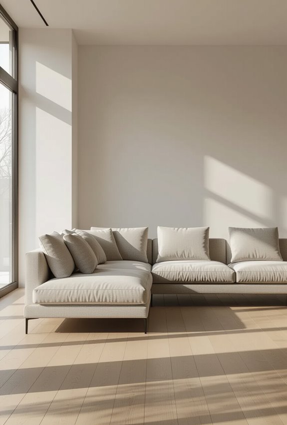 sleek l shaped minimalist living