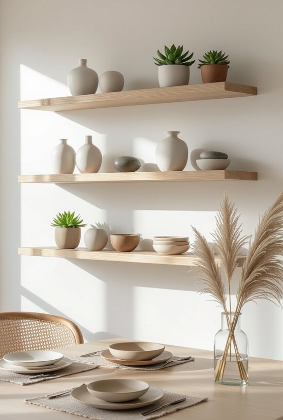 sleek layered decorative shelf styling