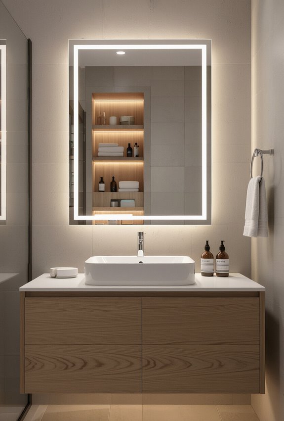 sleek led illuminated floating vanity