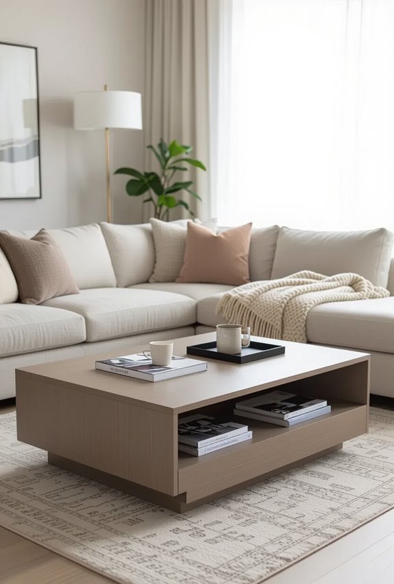 sleek lift top hidden storage