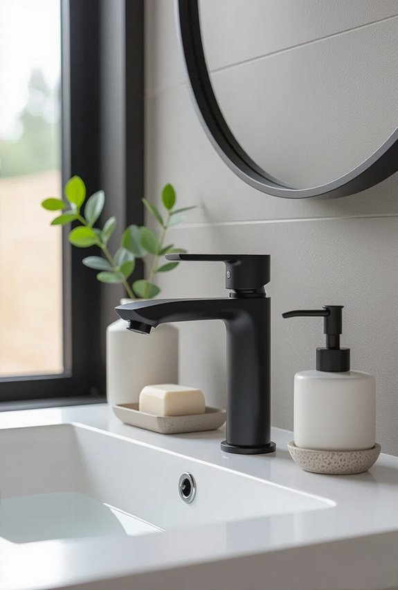 sleek linear minimalist bathroom fixtures
