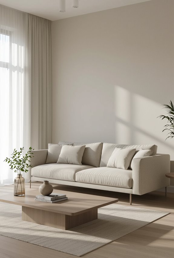 sleek low profile tucked arm sofas