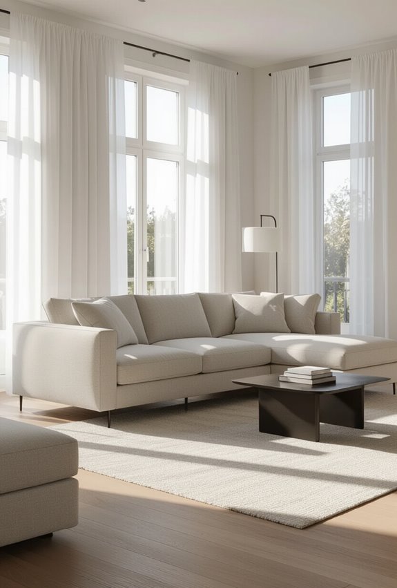 sleek low profile tufted sofa