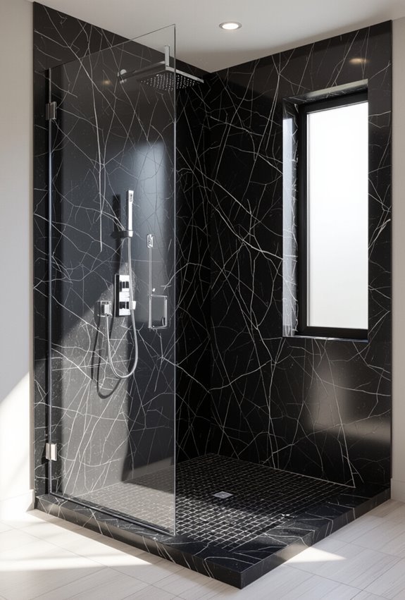 sleek matte black granite surrounds