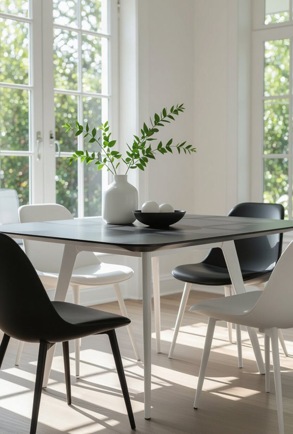 sleek matte pedestal dining