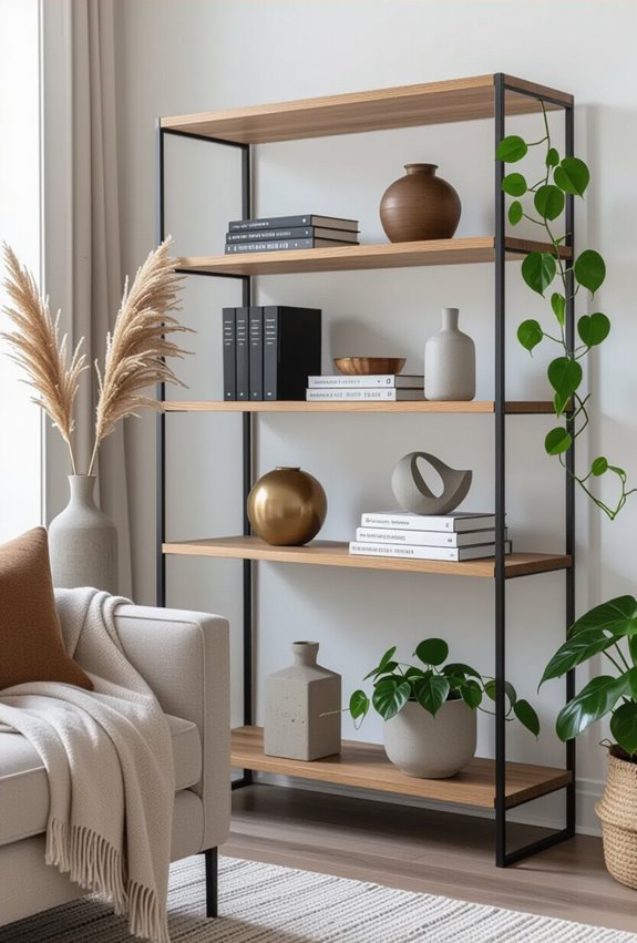sleek metal framed adjustable shelves