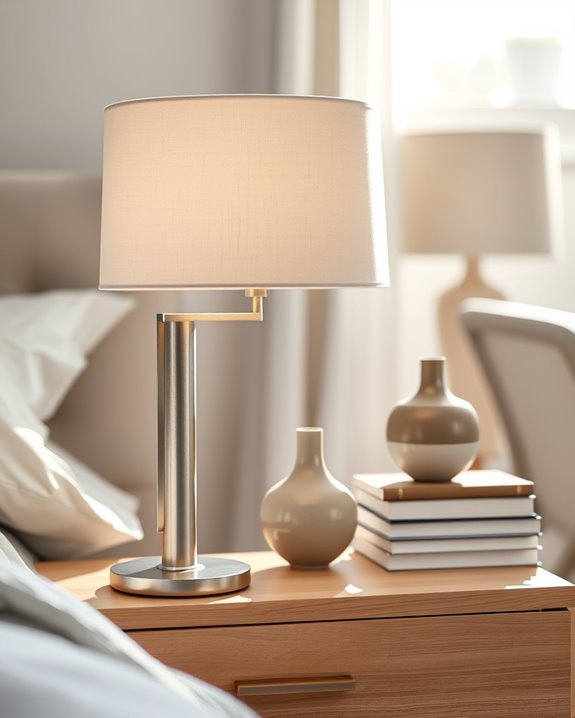 sleek metallic bedside lighting