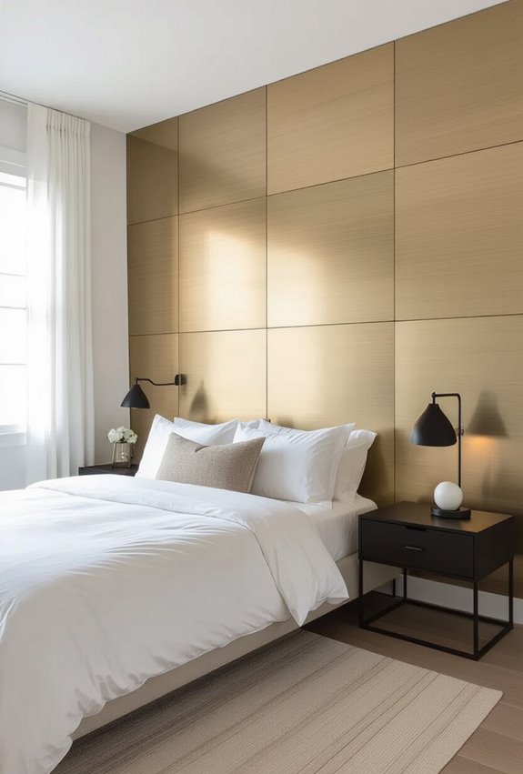 sleek metallic glam bedroom textures