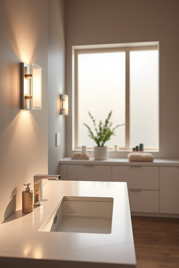 sleek minimalist bathroom lighting