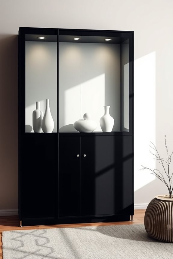sleek minimalist black cabinets