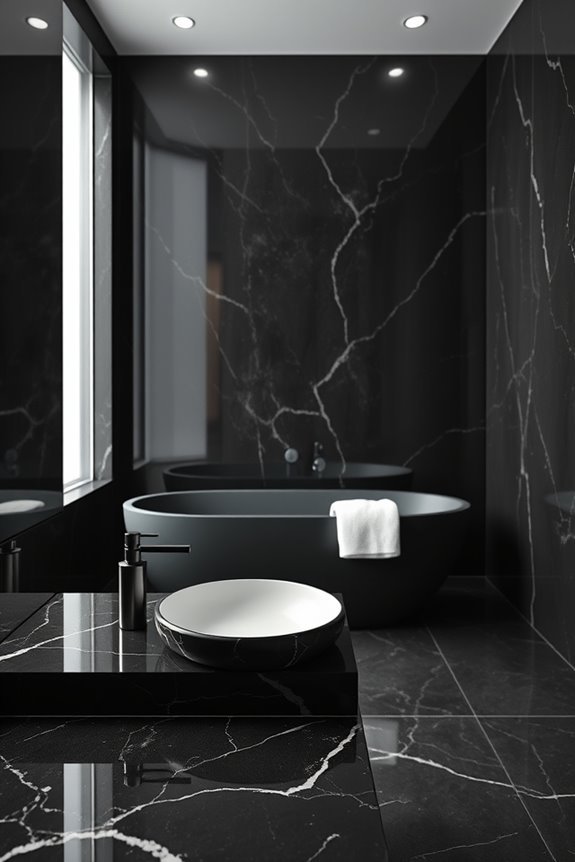 sleek minimalist black marble