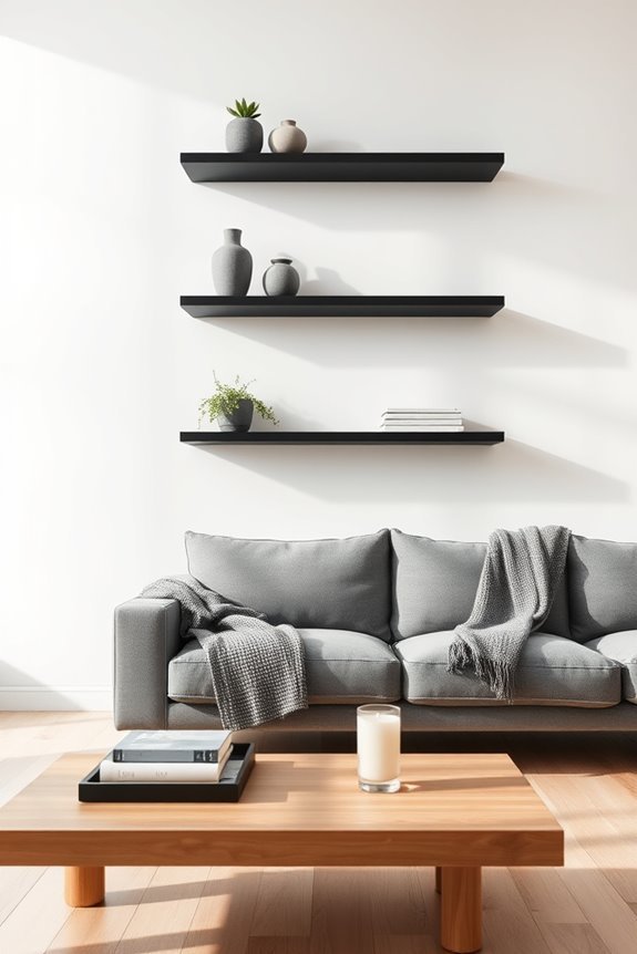 sleek minimalist black shelves
