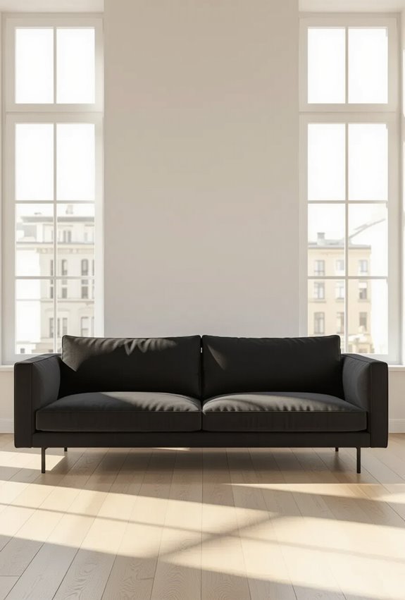 sleek minimalist dark couch