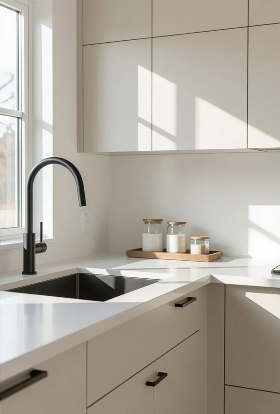 sleek minimalist flat panel cabinetry
