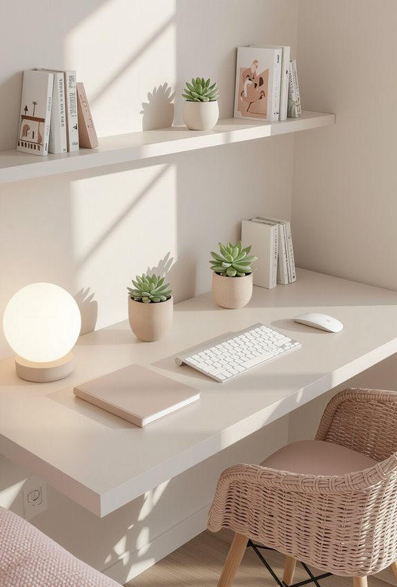 sleek minimalist floating desk nook