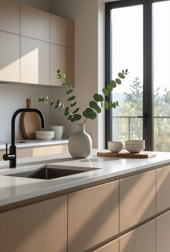 sleek minimalist handleless kitchen cabinetry