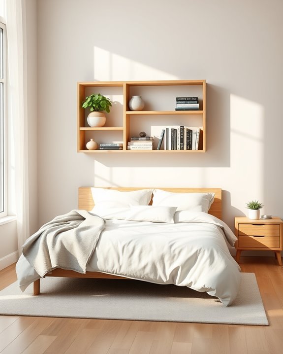 sleek minimalist open shelving