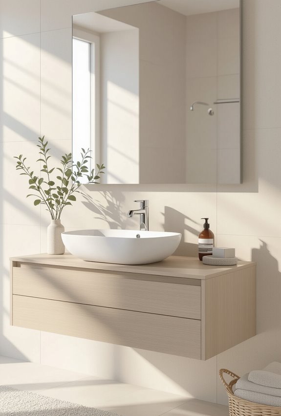 sleek minimalist wall mounted vanity