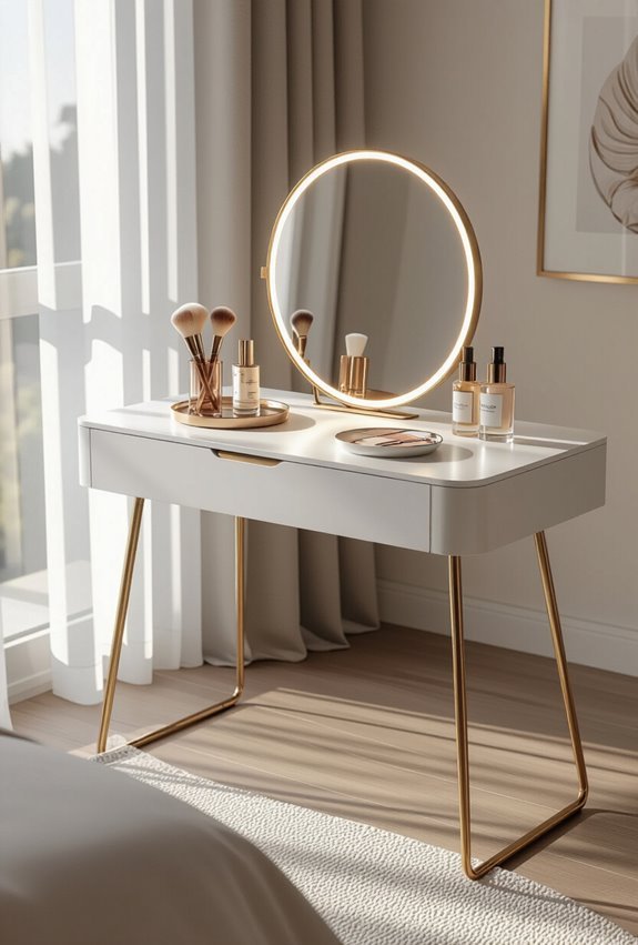 sleek mirrored compact vanity