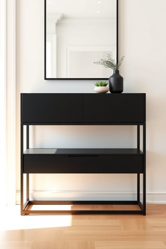 sleek modern black console
