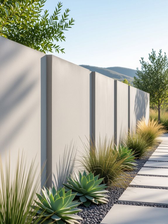 sleek modern concrete fences