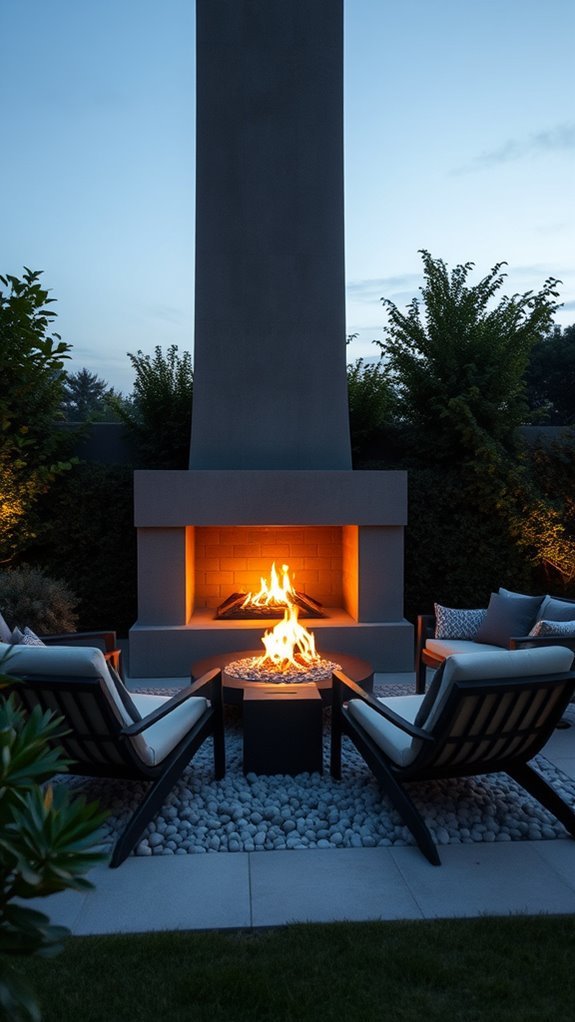 sleek modern concrete fireplaces