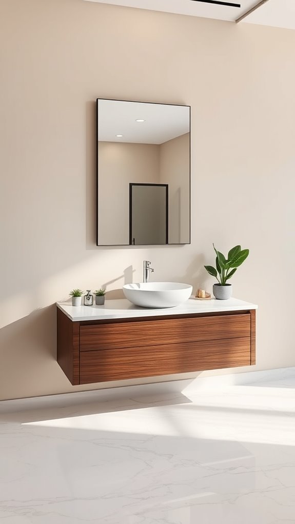 sleek modern floating vanity