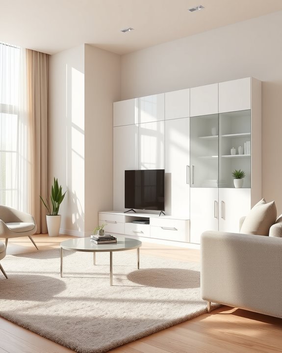 sleek modern glossy cupboards