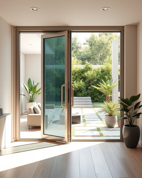 sleek modern pivoting doors