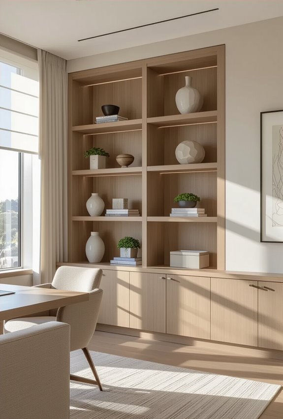 sleek modular built in shelving