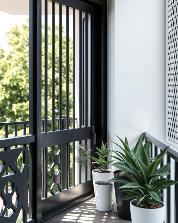 sleek monochrome balcony design