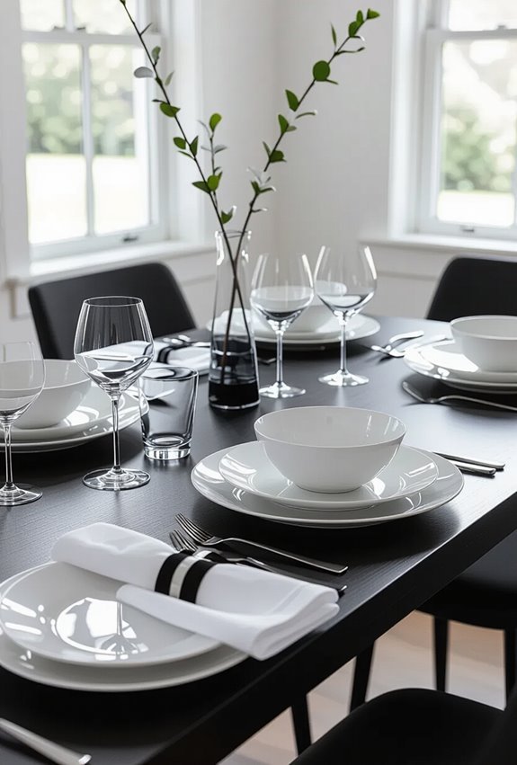sleek monochrome dining centerpiece
