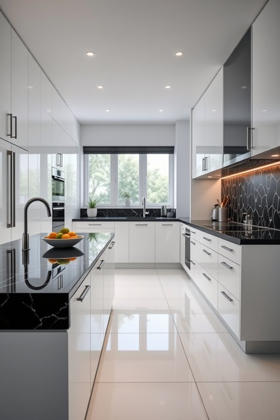 sleek monochrome kitchen design