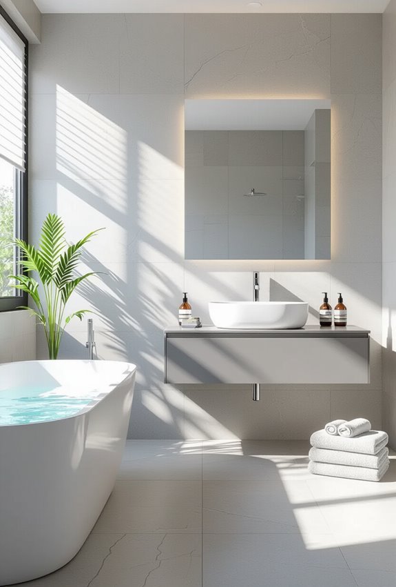 sleek monochrome textured bathroom design