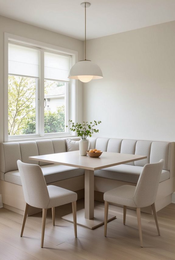 sleek neutral geometric banquette designs